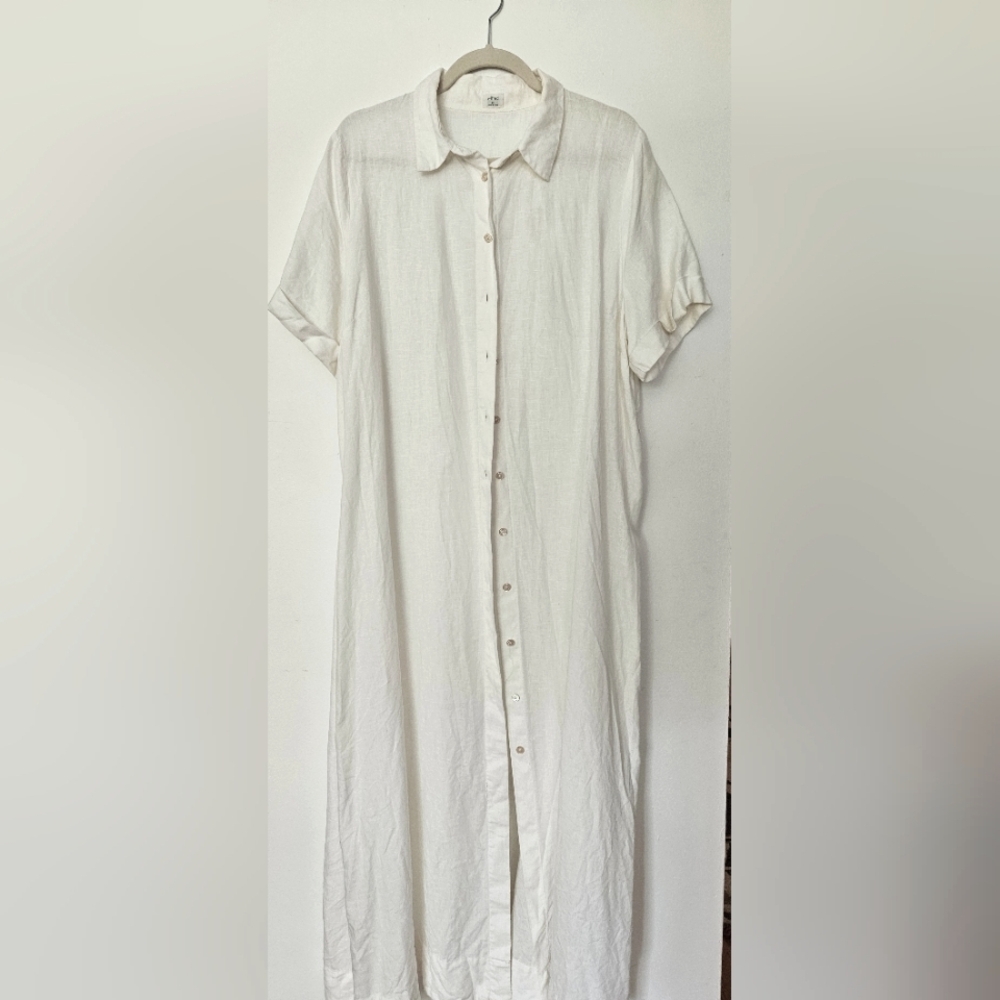 Wilfred Eleta Linen Maxi Dress, White, Sz 1X